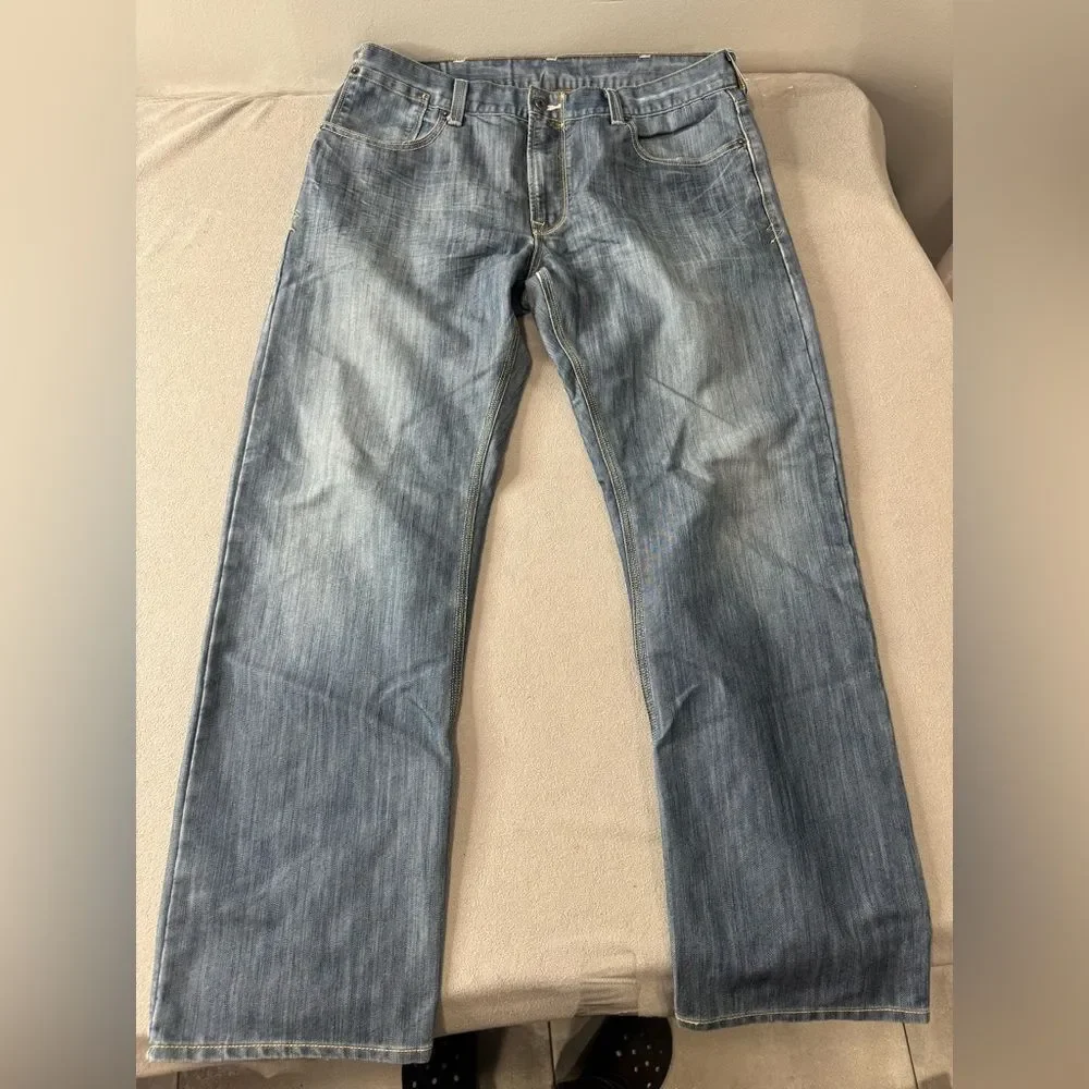 Levi’s 514 38X 32 Slim Straight Men’s Jeans Unique Pocket & Multi Color Stitch